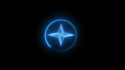 Abstract neon geometric sign with circle loop  icon illustration background.