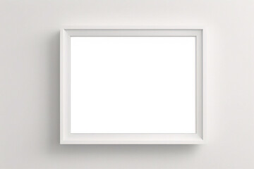 Lienzo blanco vacío con marco decorativo blanco sobre una maqueta de fondo blanco