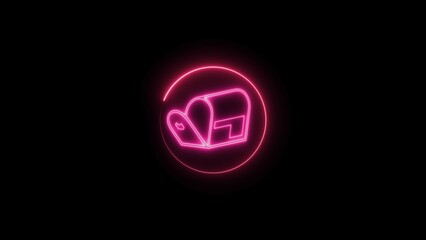 Abstact neon house icon illustration on black background.
