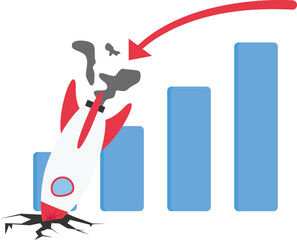Vector illustration, economic recession, profit and loss, business and finance, crisis.Fail business, new business risk or unexpected entrepreneur bankruptcy concept.

