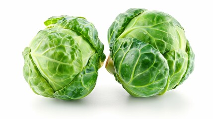 Fototapeta premium Fresh brussels sprouts isolated on white background.