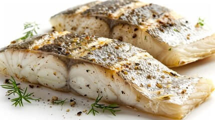 Image description: A delicious and healthy meal of cod fish fillets, seasoned with herbs and spices, and cooked to perfection.