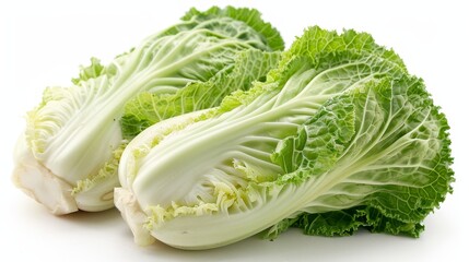 It is a picture of two heads of Chinese cabbage on a white background.