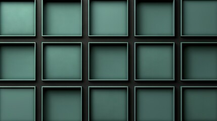   Close-up photo of various-sized, colored wall squares against dark backdrop matching the wall color