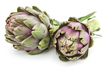 Obraz premium Two artichokes on white background