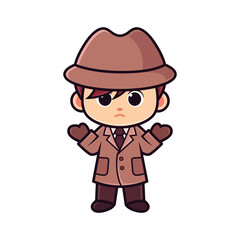 cartoon character of confused detective