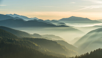 Fototapeta premium mountain landscape with mist. AI generated
