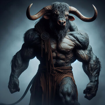 Minotaur. Mythological creature that was half man and half bull.