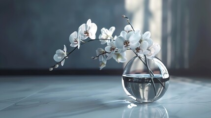 a glass vase with delicate butterfly orchids, capturing the essence of grace and sophistication.