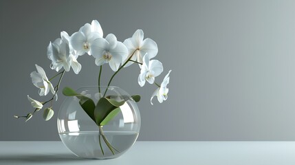 a glass vase with delicate butterfly orchids, capturing the essence of grace and sophistication.