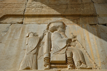 Reliefs at the ruins of Persepolis near the city of Shiraz in Fars province, Iran.