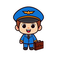 cute pilot mascot cartoon