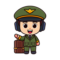 cartoon character pilot with headphones