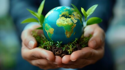 Business leaders promoting sustainable practices for environmental and social responsibility in global organizations. Concept Sustainable Business Practices, Environmental Responsibility - obrazy, fototapety, plakaty