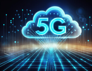 5G wireless network, high speed internet, cloud computing or connect diagram technology