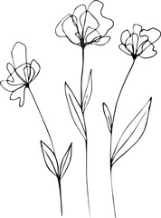 Abstract flower in continuous line art drawing style. Black linear sketch isolated on white background. Vector illustration