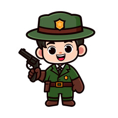 ranger cartoon character with gun in his hand