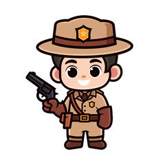 cartoon character ranger with gun in his hand