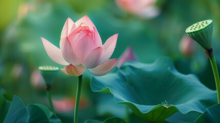 Fototapeta premium delicate beautiful pink lotus buds