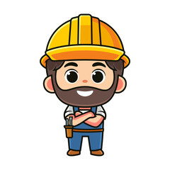 cute construction worker cartoon character