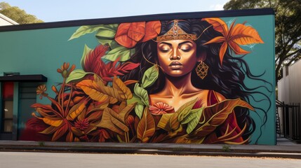Street art mural inspired by local culture