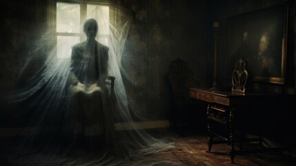 A chilling apparition in a haunted portrait