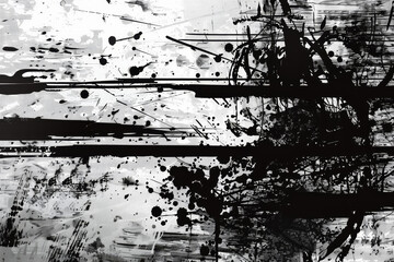 Fototapeta premium A black and white photo of splattered paint with a blurry background