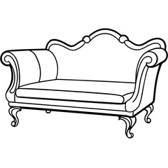 Elegant Vintage Chaise Lounge Sofa Vector Illustration
