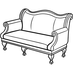 Elegant Vintage Chaise Lounge Sofa Vector Illustration