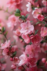 A Bunch of Pink Flowers With Green Leaves