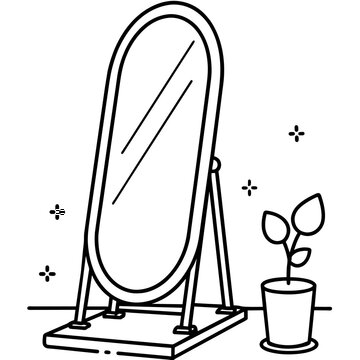 recommend clip art: Minimal Black and White Line Art Mirror