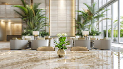 Elegant hotel lobby with modern furnishings