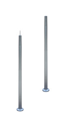 Vertical metal support posts, poles - on isolated transparent background.