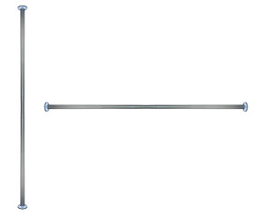 Vertical, horizontal metal support posts, poles - on isolated transparent background.