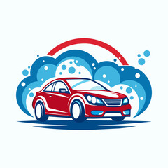 a car wash, featuring a car being washed with foam, set against a solid white background (31)