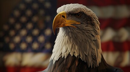 bald eagle on flag background