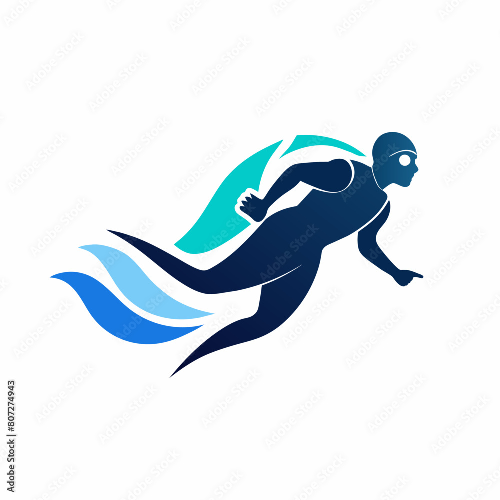 Sticker a minimalist Scuba diving under water logo vector art illustration (8)