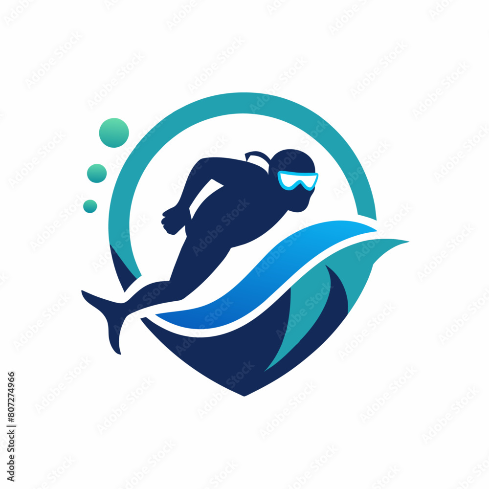 Canvas Prints a minimalist Scuba diving under water logo vector art illustration (13)