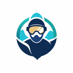 a minimalist Scuba diving under water logo vector art illustration (2)