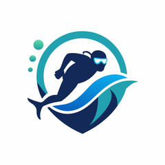 a minimalist Scuba diving under water logo vector art illustration (13)