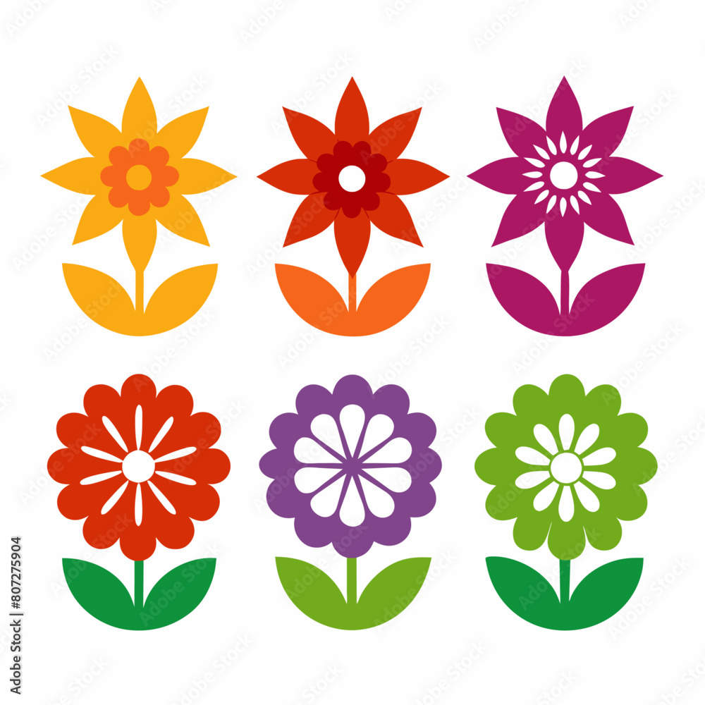 Wall mural create-a-set-of-flower-icon-vector-art-illustratio (65)