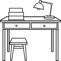 Modern Desk Line Drawing: Sleek Furniture Graphics for Print and Digital Projects