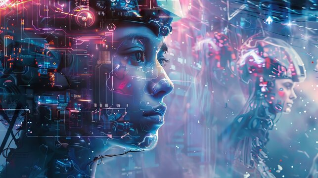 Digital artwork depicting a virtual AI ecosystem