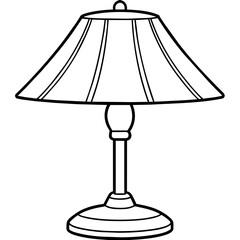 Vintage-Style Vanity Table and Classic Table Lamp Line Drawings: Elegant Furniture and Lighting Graphics