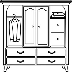 Wardrobe with Drawers Vector Illustration for T-Shirt Design, Hoody Design, Pillow Cover Design - High-Quality Printable Graphics, SVG Files, and More