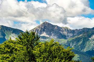 View of the peaks of the Maritime-Alps from the Alpet mount on a sunny summer day