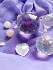 Background Healing minerals, crystal, diamond, stones, moon crystals. The practice of magic spells...