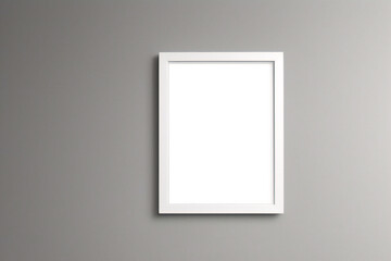 Realistischer leerer rechteckiger wei&szlig;er Rahmen mit Passepartout auf grauem Hintergrund, Rand f&uuml;r Ihr kreatives Projekt, Mock-up-Muster, Vektordesignobjekt