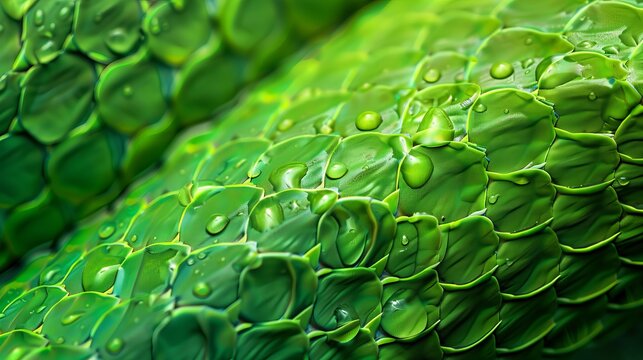 background print green snake skin close up.