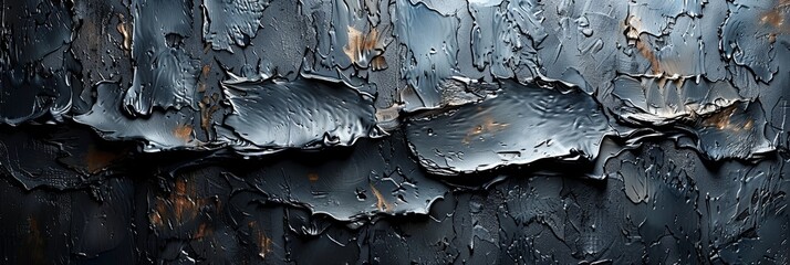 Waves of paint in abstract grunge background. Black colorful splashes with frozen drops and artistic dirty design